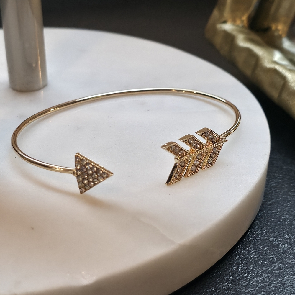 Cupids Arrow Gold Tone With Rhinestones